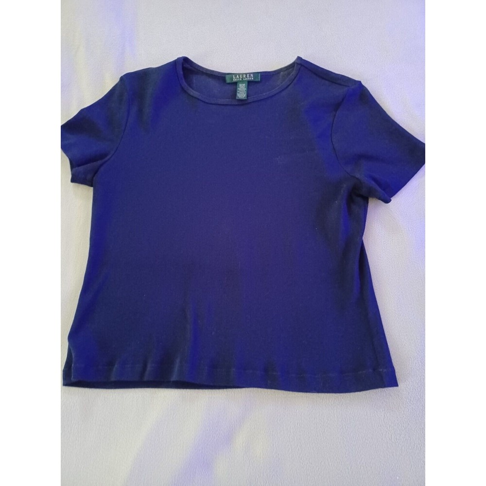 Lauren Ralph Lauren Womens Blouse Top 100% Cotton Scoop Neck Blue Size M…